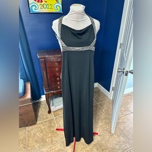 Black formal gown with sequins